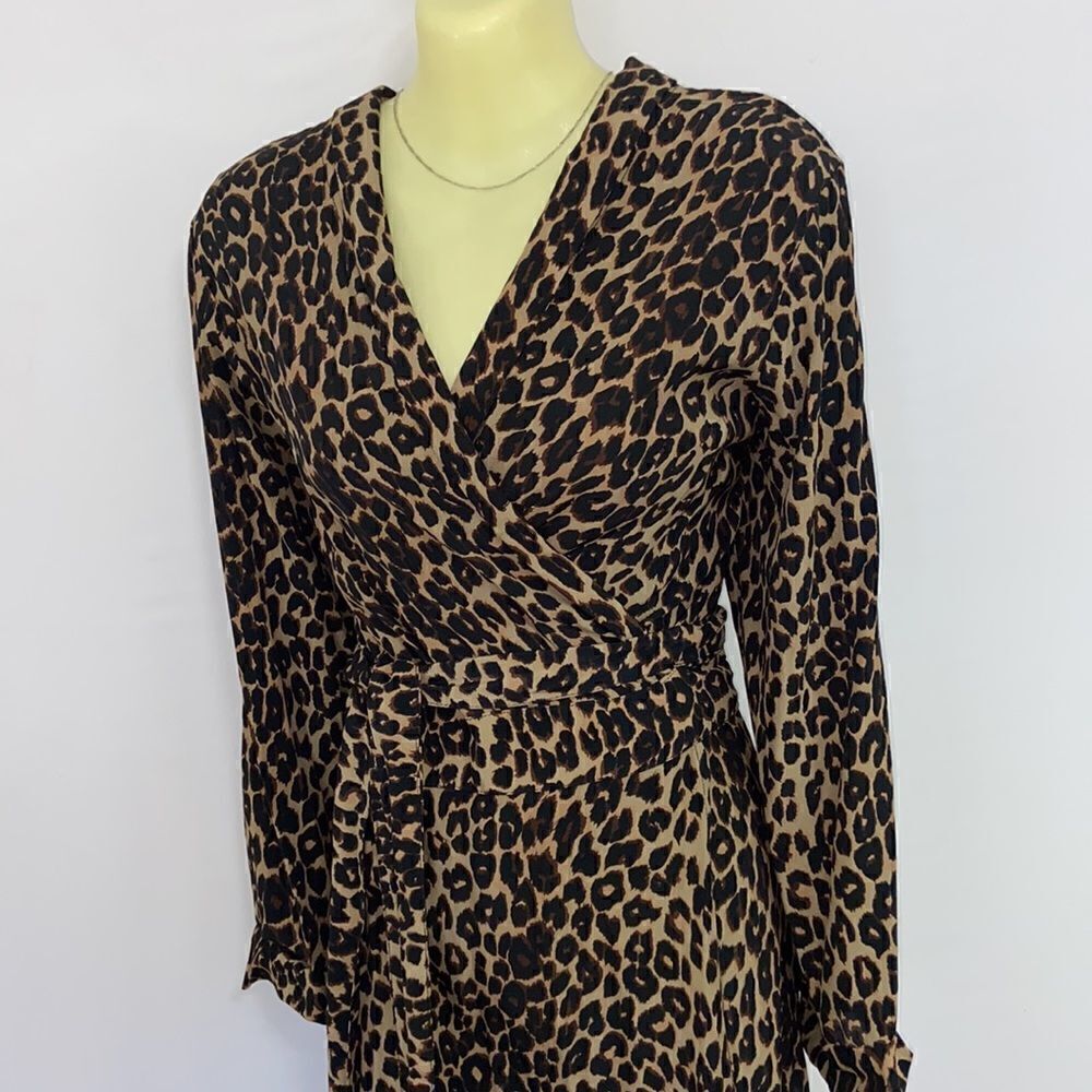 Faithfull The Brand Dress “Frida” Leopard Wrap MIDI Sz 4 Excellent Nwot! - Picture 6 of 8